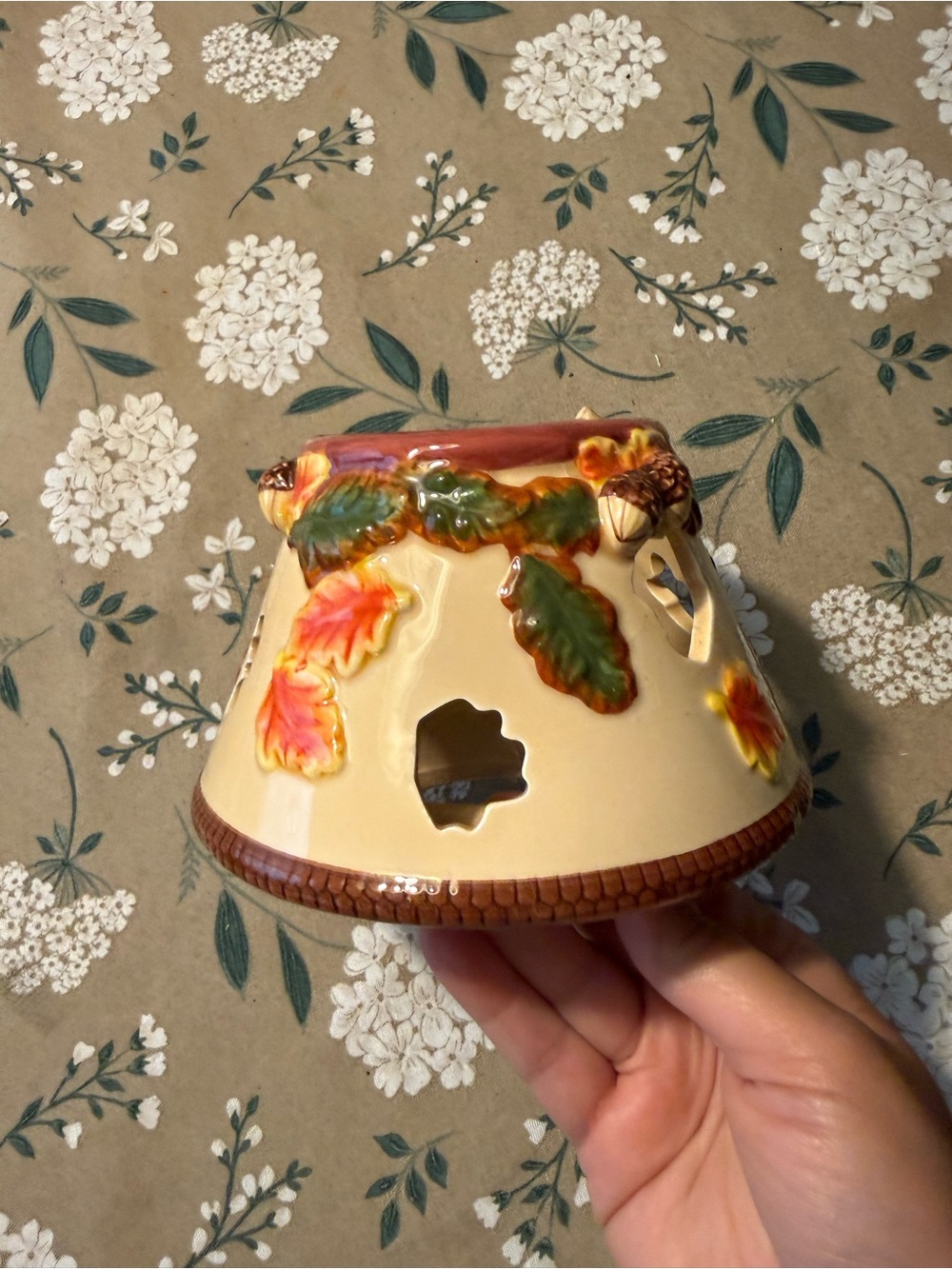 Autumn Leaf Ceramic candle topper